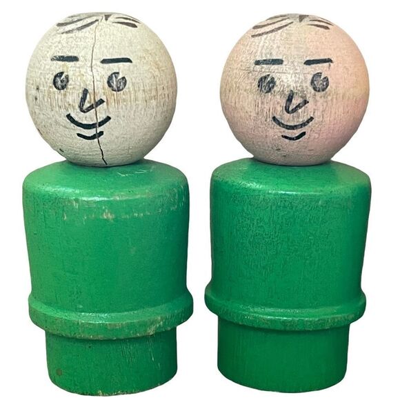 Vintage Fisher-Price Little People All Wood Lady Girl Man Cowboy 7 Piece Bundle - Picture 8 of 16